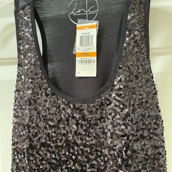 INC International Concepts Black Sequin Holiday Top - Picture 5 of 8